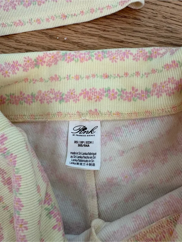 Frankie's Bikinis Yellow & Pink Floral Cami and Foldover Shorts Set - Image 2