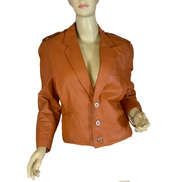 Custom Tailor Han'S Vintage 1970'S Brown Leather Front Button Jacket (M) - Image 2