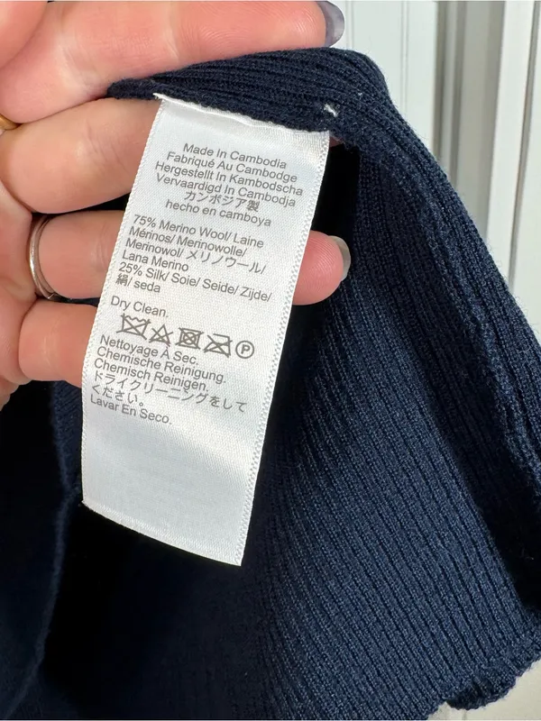 Madewell Flared-Sleeve Boatneck Sweater in Merino Wool-Silk Blend dark navy xl‎ - Image 4