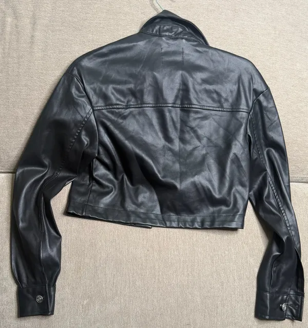 Truth NYC Black faux leather cropped jacket - Image 4
