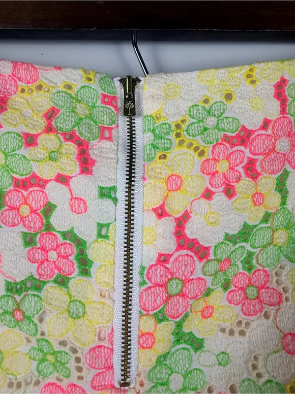 Lilly Pulitzer Tate Skirt Size 6 Floral Sunbonnet Lace Pink Green Yellow - Image 7