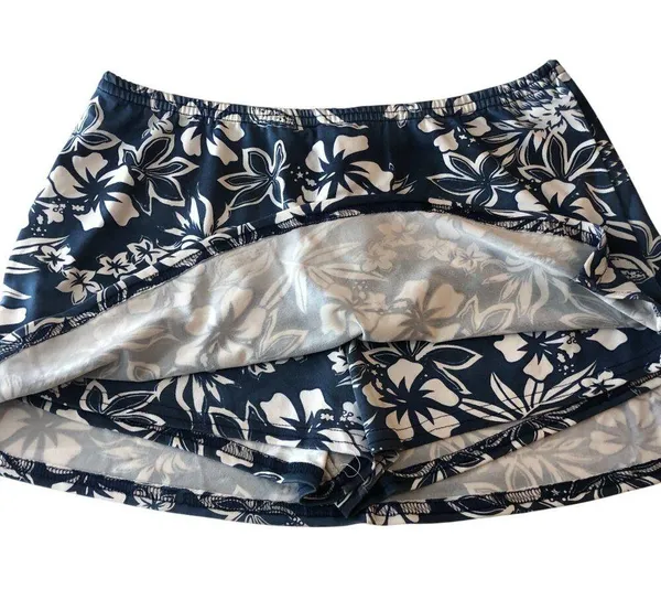 Ocean Drive Skort Skirt Pull On Floral Blue White L - Image 2