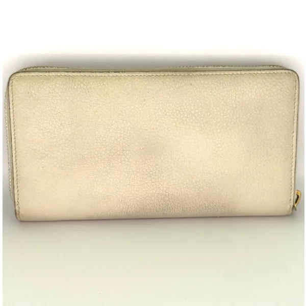Gucci GG Two Tone Hardware Cream Leather Zip Around Wallet - Image 2