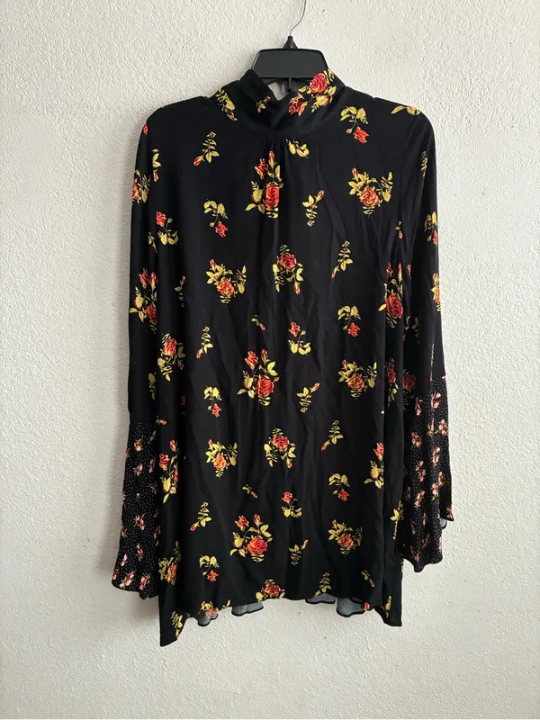 🆕Free People Tate Floral-Print Tunic Dress Black Combo XL🆕 - Image 12