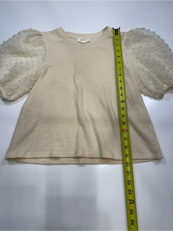 Maeve Anthropologie Cream Puff-Sleeve Knit Top - Image 2