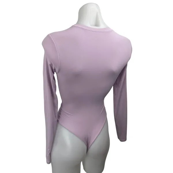 Skims Women Purple Lilac Long Sleeve Crew Neck T Shirt Tee Bodysuit Top Size M - Image 2
