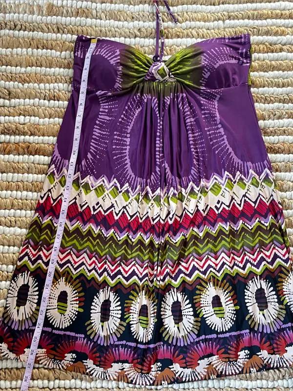 Y2K Rue21 Strapless Purple Halter colorful Sundress - Image 7
