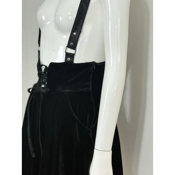 Killstar Black Velvet Corset Suspender Skirt Lace Up Whimsigoth Punk Size M - Image 7