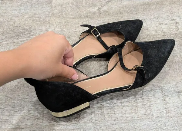 Linea Paolo Black Suede Demi D'Orsay Flats Size 7 - Image 4