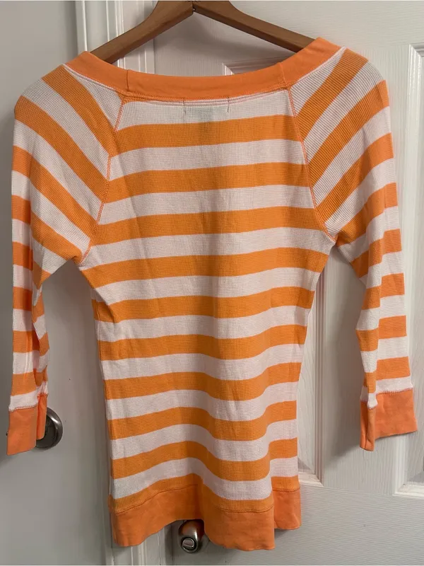 L.R.L. Lauren Ralph Lauren Orange & White Striped Top - Image 6