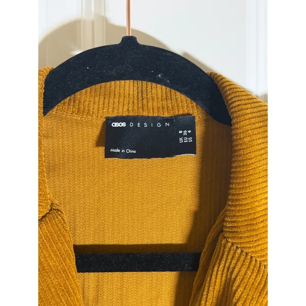 ASOS DESIGN Corduroy Mini Shirt Dress Tobacco‎ Button Front Short Sleeve 4 - Image 6