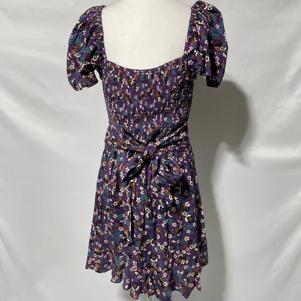 New Band Of The Free Floral Print Crossover Waist Mini Dress Purple Size Medium - Image 13