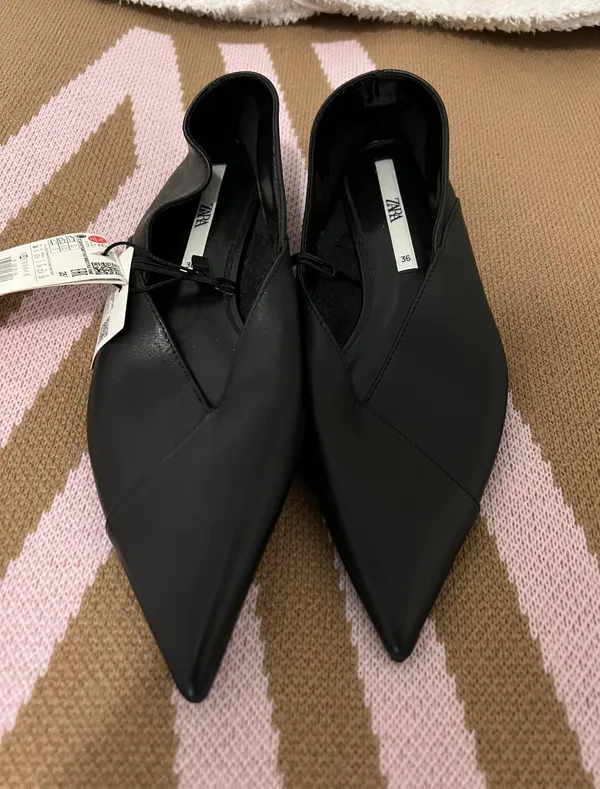 ZARA Basic Leather Ballet Shoes - Image 5