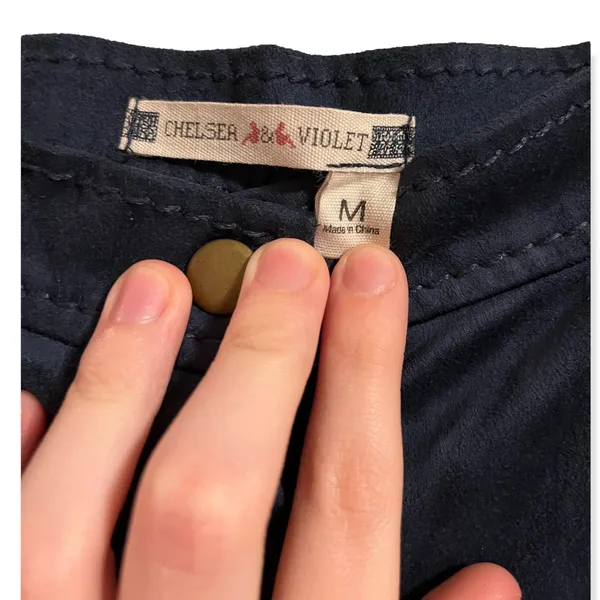 Deep Blue Button Down Faux Suede Mini Skirt Size Medium - Image 3