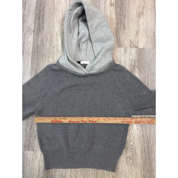 all:row Womens Gray Ribbed Knit Contrast Hooded Sweater‎ Size Small - Image 7