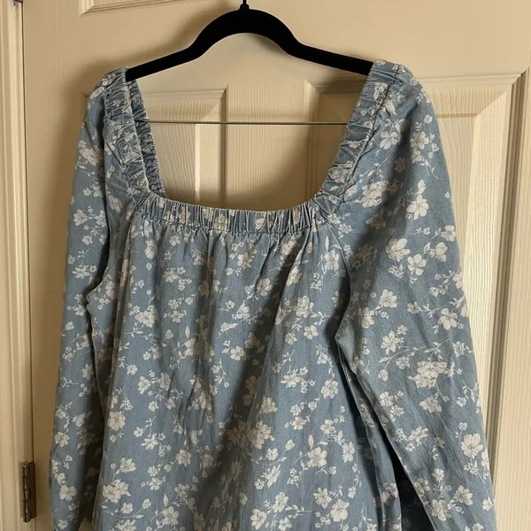 Forever 21 Women Square Neckline Floral Print Mini Dress, Blue/White Combo M - Image 6