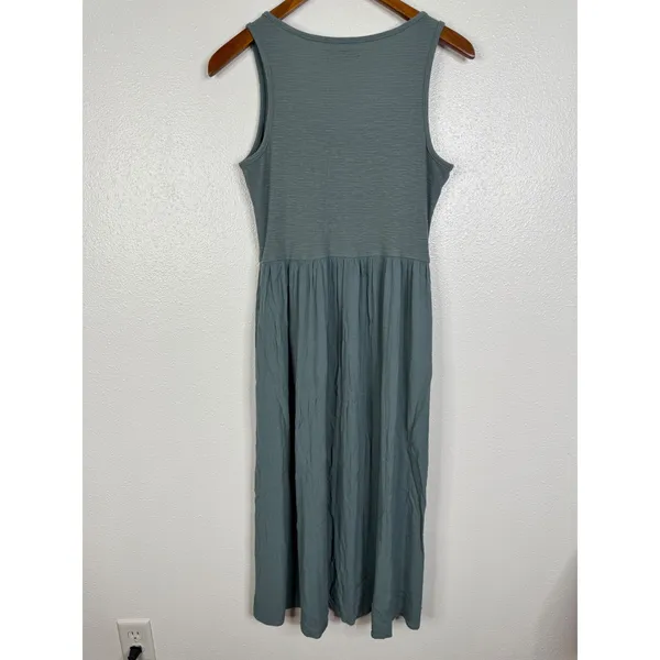 Frye Womens Sage Green Ribbed Button Front Sleeveless Midi Dress Size S - Image 2