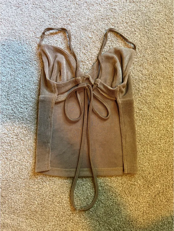 Backless Brown Camisole Going Out Top - Image 2