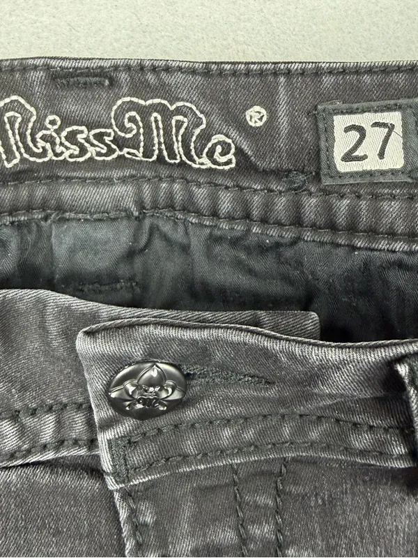 Miss Me Easy Skinny Jeans Womens 27 Black Sequin Bling Y2K Western - Image 7
