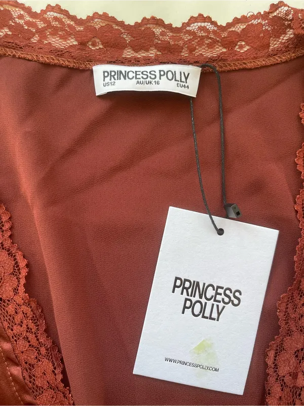 Princess Polly Rust Lace-Trim Tie-Front Blouse - Image 4
