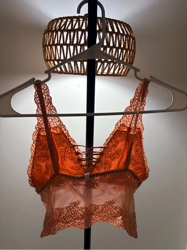 Lace Bralette Cami in Rust Pink - Image 4