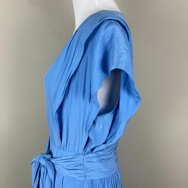 Ramy Brook Maxi Dress Womens 6‎ Blue Belted High Low Pleated Fairy Rebecca Satin - Image 8