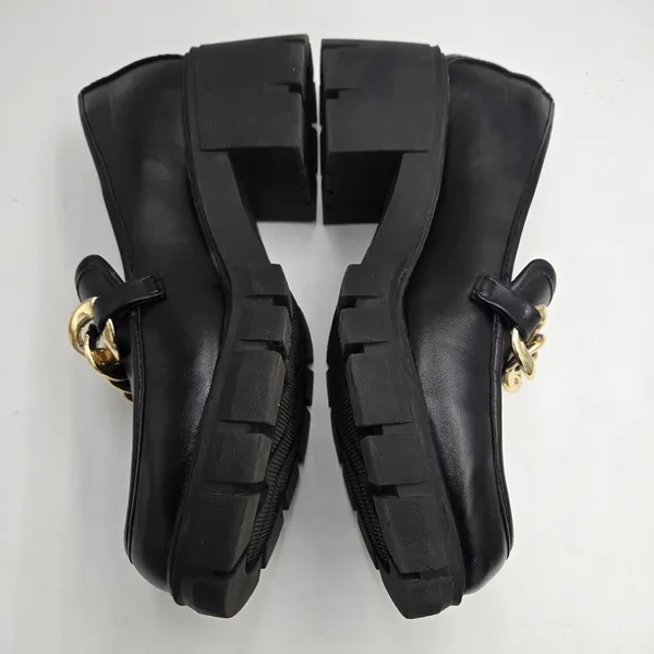 Steve Madden Y2K Madden NYC Loafers Womens 9 Black Chunky Gold Chain Lug Sole Platform Heels - Image 6