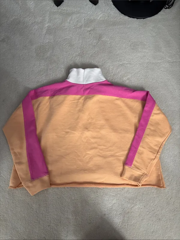 Cotton On Colorblock Half-Zip Sweater in White, Peach & Pink - Image 3