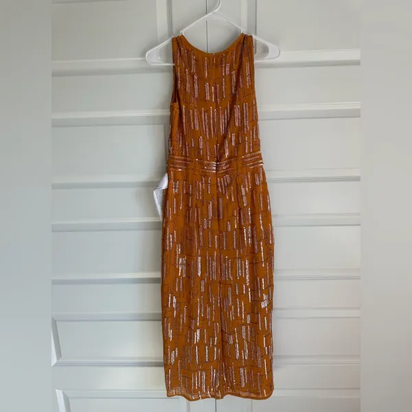 Mac Duggal Abstract Beaded Sleeveless‎ Midi Sheath Dress - Image 8