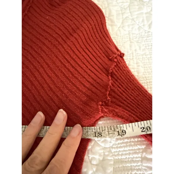 Free People Drippy Ventura Top Women XS Rust Waffle Knit Thermal Boho Red Orange - Image 8