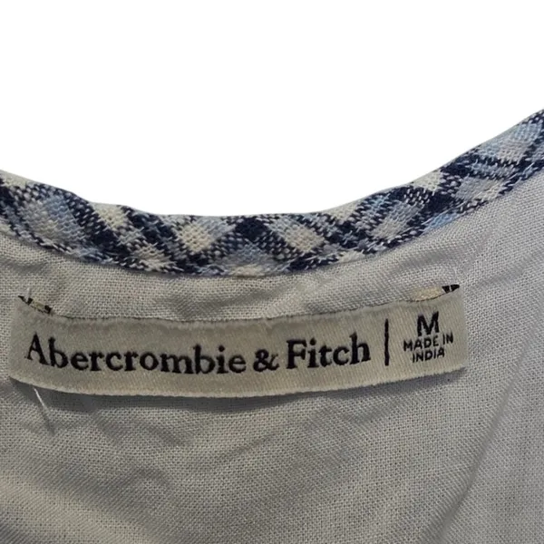 Abercrombie & Fitch Linen Blend Ruffle Cropped Ruched Tie Front Tank Top Medium - Image 6