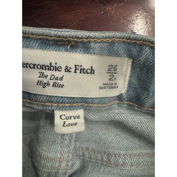 Abercrombie Jeans The Dad High Rise Curve Love, Ripped Wash 26/2S Distressed - Image 8