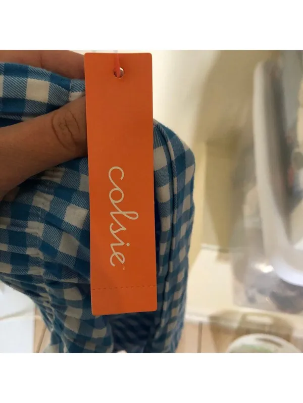 Colsie NWT Women's Blue Gingham Boxer Shorts Pajama Shorts Size S - Image 5
