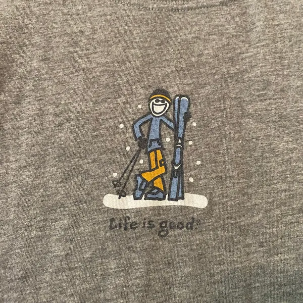 Life Is Good Gray Long Sleeve Tee Winter Ski Snow Loungewear Women's size Large - Image 3