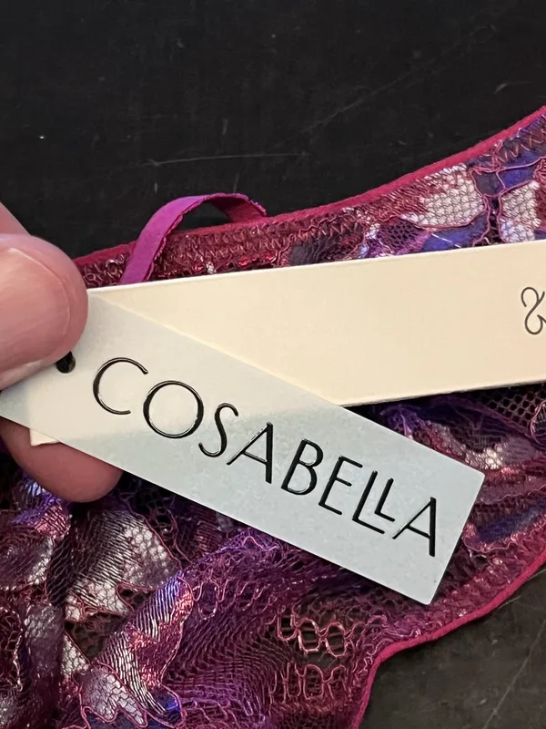 Cosabella Bralette Bra Womens XL Purple Paradiso Petite Tri Sheer Lace Halter - Image 9