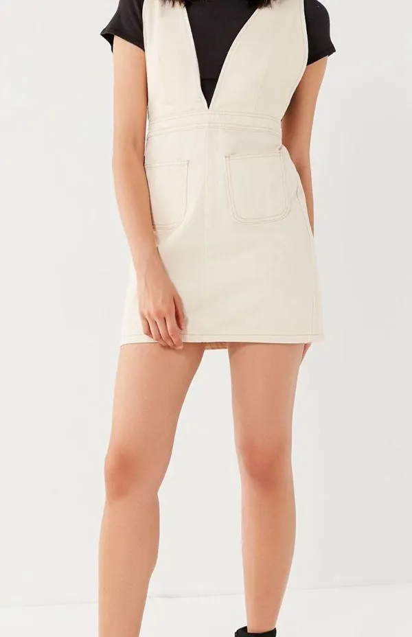 BDG white denim mini dress with pockets - Image 2