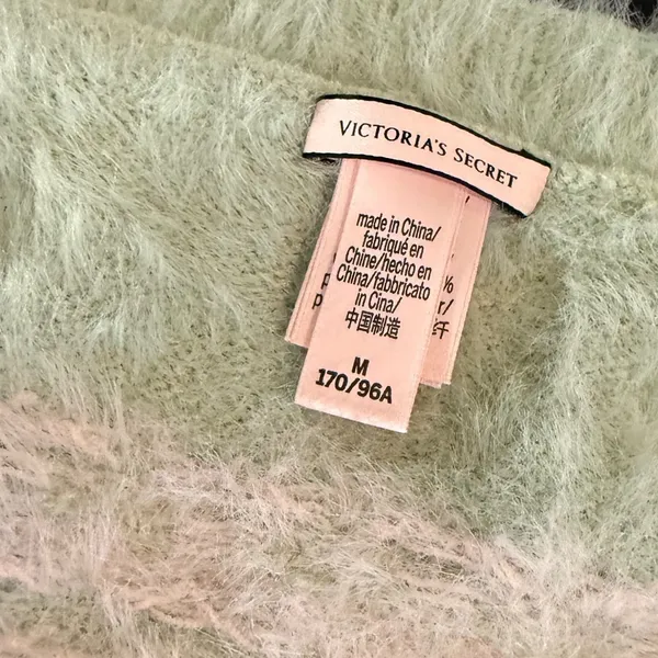 Victorias‎ Secret Heart Fair Isle Eyelash Knit Sweater Mint Navy Pink Medium - Image 2