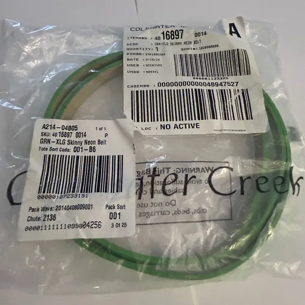 Coldwater Creek Womens XLG Skinny‎ Neon Green Belt Silver Buckle - Image 6