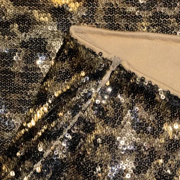 Altar'd State Leopard Sequin Mini Skirt Women’s S Small Brown Tan Black - Image 7