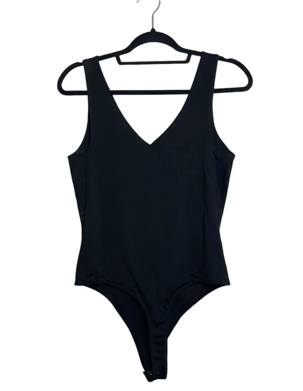 Maurices Edgely NWT Solid Black Double V Sleeveless Thong Bodysuit - Image 7