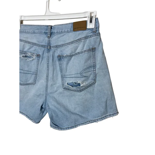 American‎ Eagle Denim Highest Rise Baggy Shorts Distressed Rips Raw Hem Size 4 - Image 7