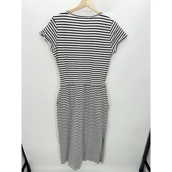 Workshop Republic Clothing‎ Black White Striped Organic Cotton Midi Dress Medium - Image 2