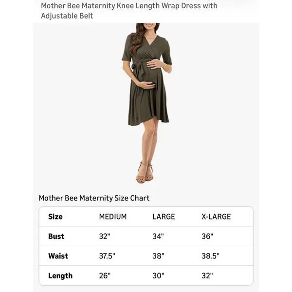 Mother Bee Maternity Knee Length Wrap Dress W/ Adjustable Belt Large - Image 4