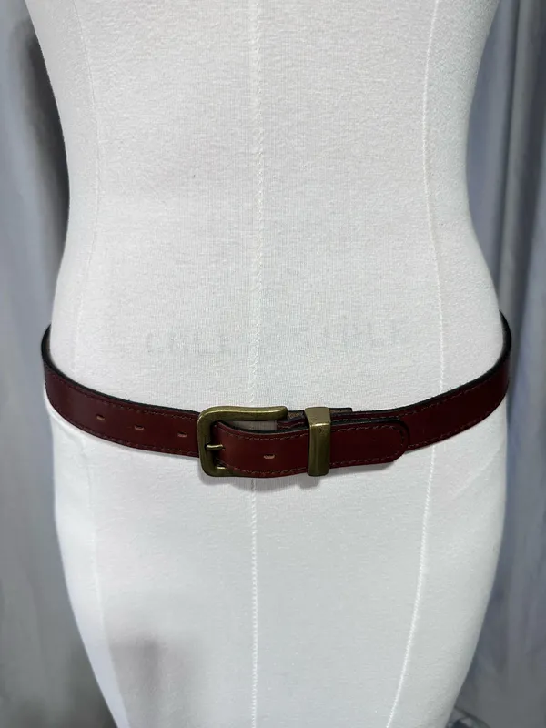 Harness Cowhide Vintage Leather Belt Womens Size 34 Brass Buckle Western Cowgirl - Image 2