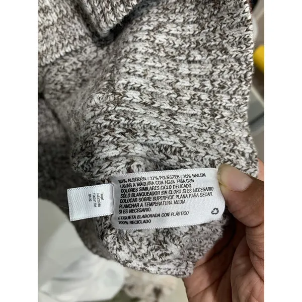 A New Day Cardigan Women Medium Brown White Marled Open‎ Front Pockets VN1268582 - Image 6