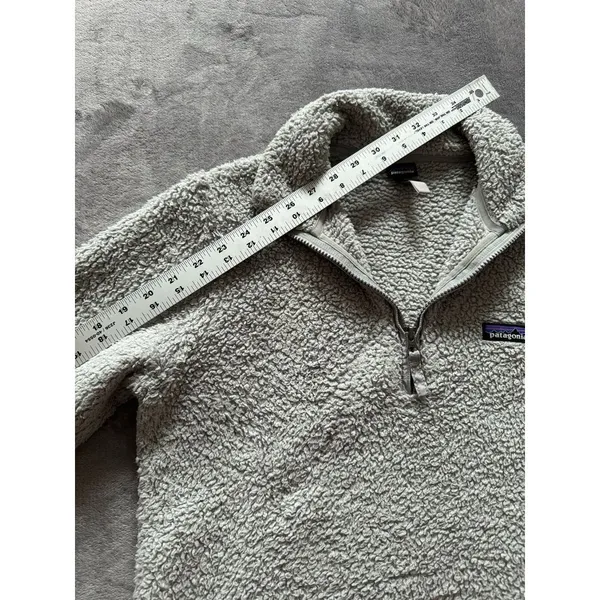 Patagonia Women's Grey Half Zip Jacket Coat Fuzzy Sherpa Size Medium‎ - Image 6
