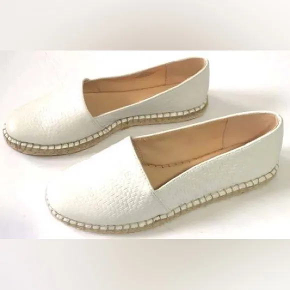 C. Wonder Margot White Embossed Leather Espadrille Flats Slip On Size 9 - Image 2
