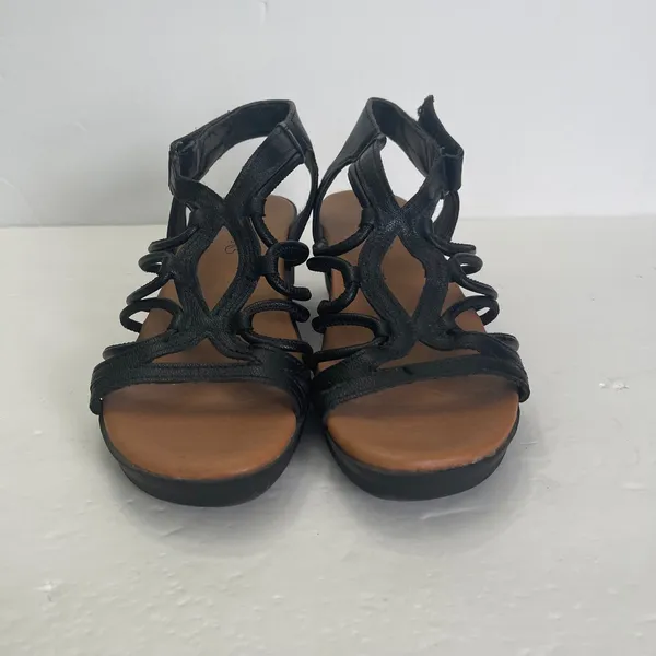 Baretraps Karlie Black Strappy Wedge‎ Sandals Womens 6M Comfort - Image 3