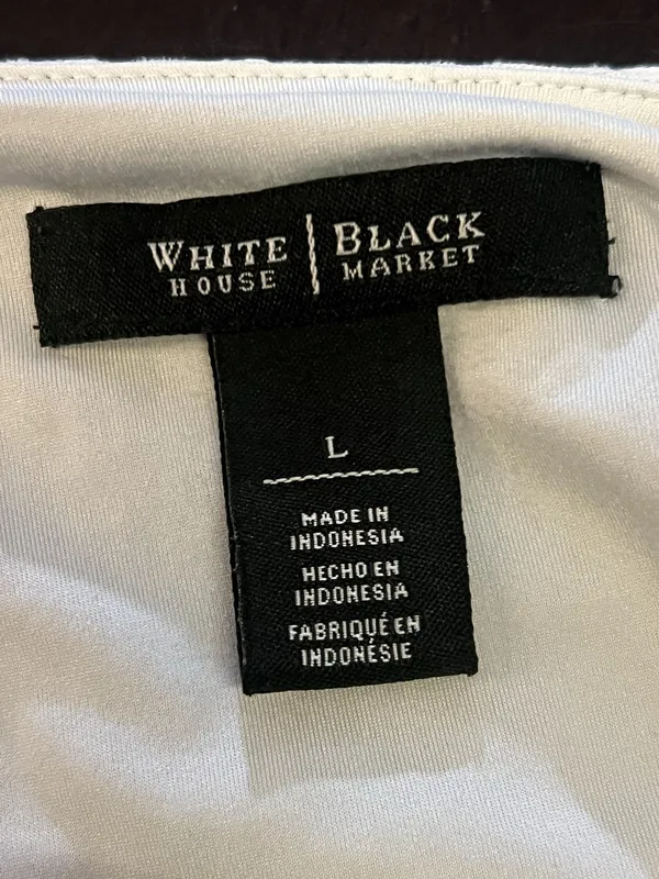 White House Black Market Tank Top Womens Large White Textured V Neck Lined Knit - Image 6