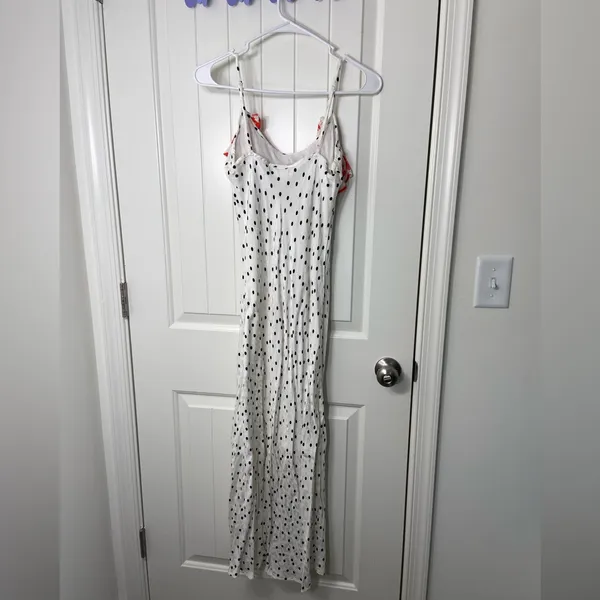 EUC RIXO women’s basketball team white cream black polka dot‎ ruffle lined dress - Image 5
